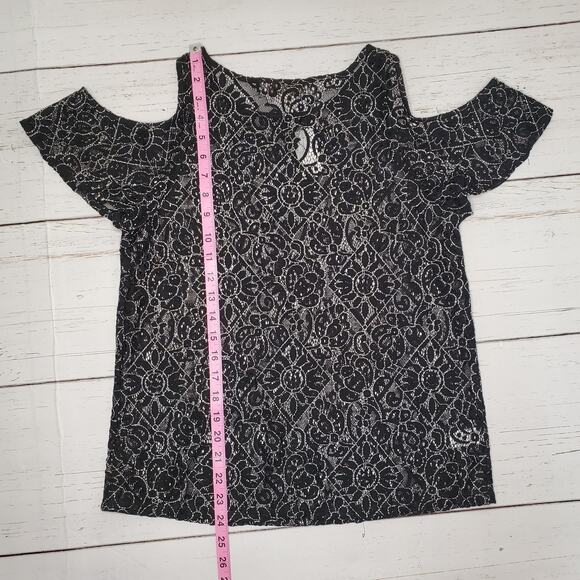 Loft Black Lace Top with Cold Shoulders X-Small - NWT - Picture 7 of 10